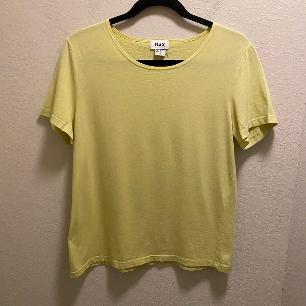 FLAX Yellow Lightweight Short Sleeve T-Shirt Size Small